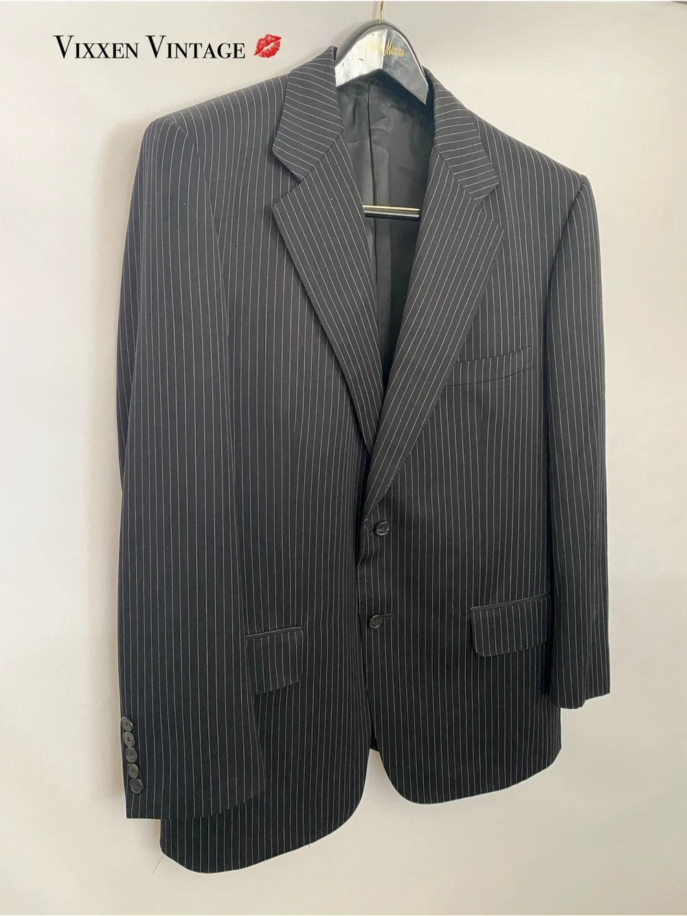 VINTAGE GUCCI ‘PINSTRIPE WOOL MOHAIR SUIT’ IN BLACK
